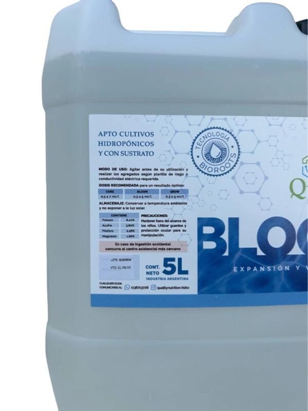 Nutrientes Bloom 5l Hidroponia Quality Nutrition - Imagen 2