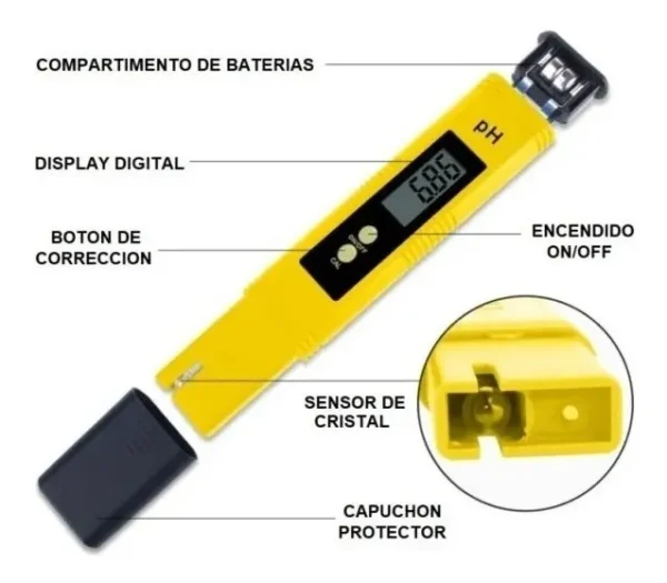 Medidor de pH digital barato amarillo economico
