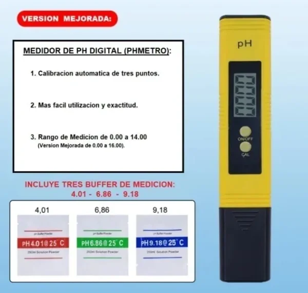 Medidor de pH digital barato amarillo economico