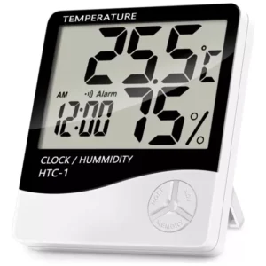 Termohigrometro digital Medidor De Temperatura y Humedad Reloj Htc-1
