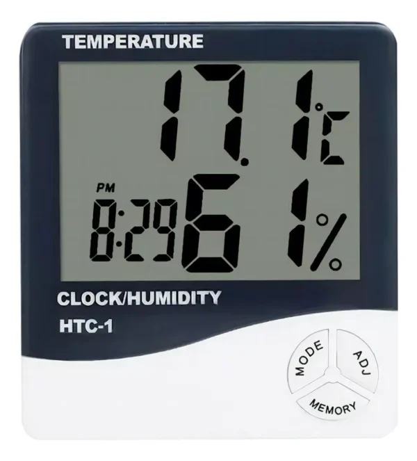 Termohigrometro digital Medidor De Temperatura y Humedad Reloj Htc-1